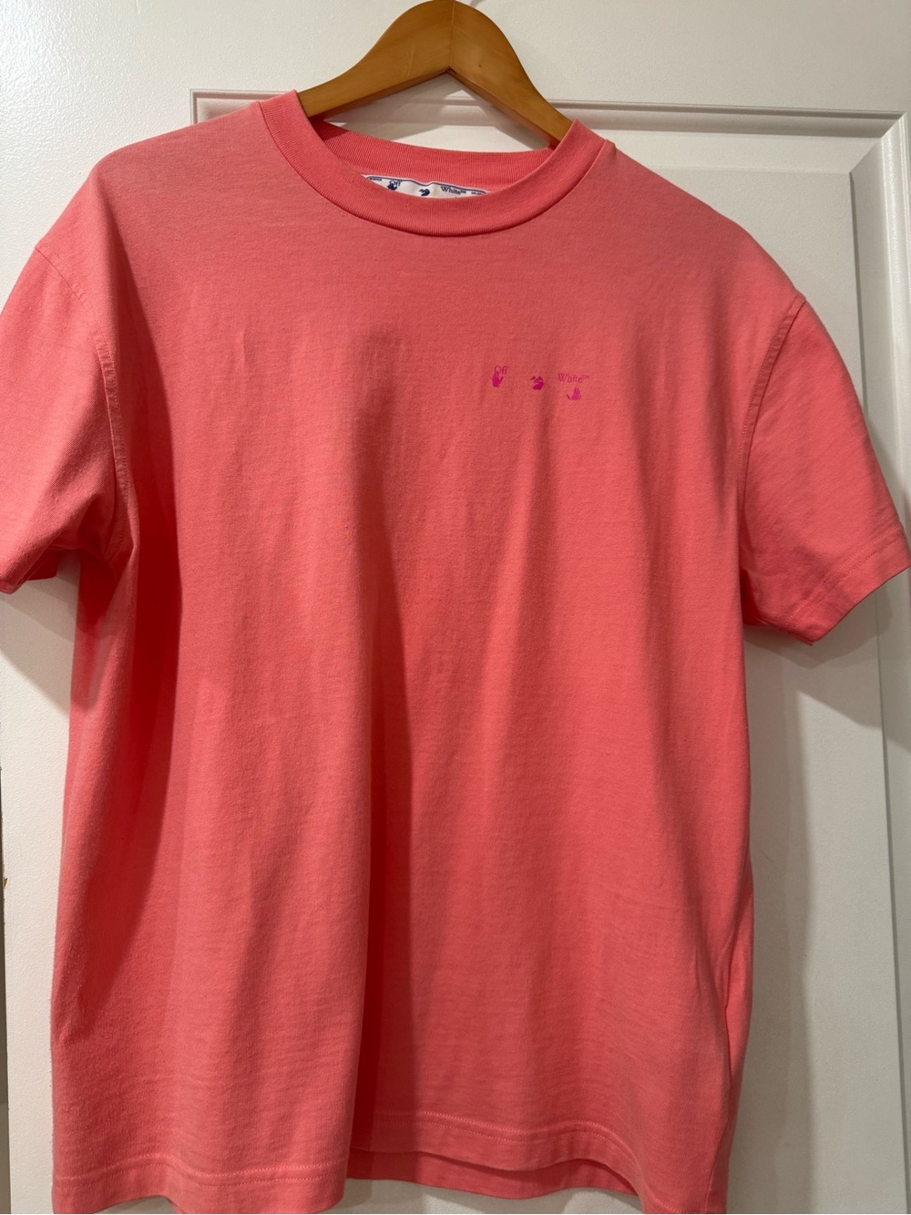 Off-White logo crew-neck tee, pale candy pink - Picture 6 of 8